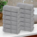 Roma Cotton Ribbed Textured Face Towels/ Washcloths, Set of 12 - SIlver