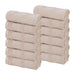 Roma Cotton Ribbed Textured Face Towels/ Washcloths, Set of 12 - Stone