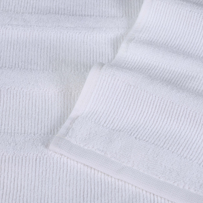 Roma Cotton Ribbed Textured Face Towels/ Washcloths, Set of 12 - White