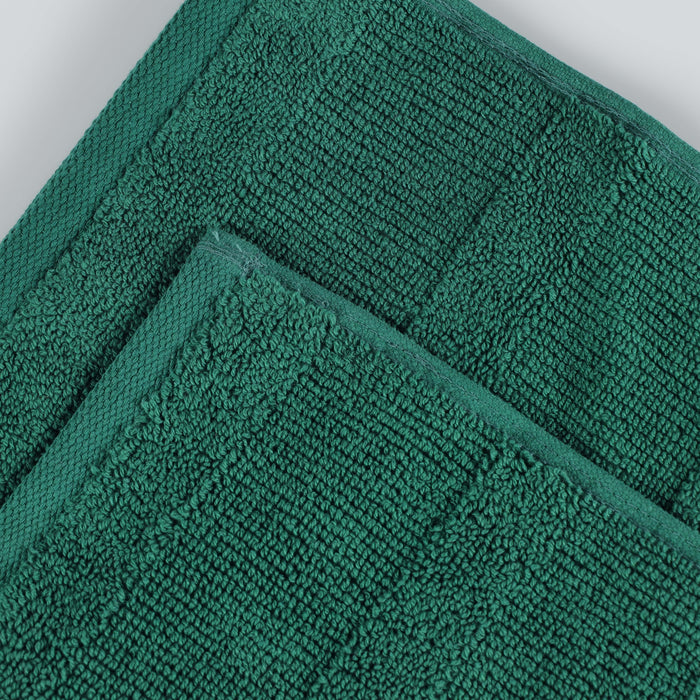 Roma Cotton Ribbed Textured Bath Towels, Set of 3 - EverGreen