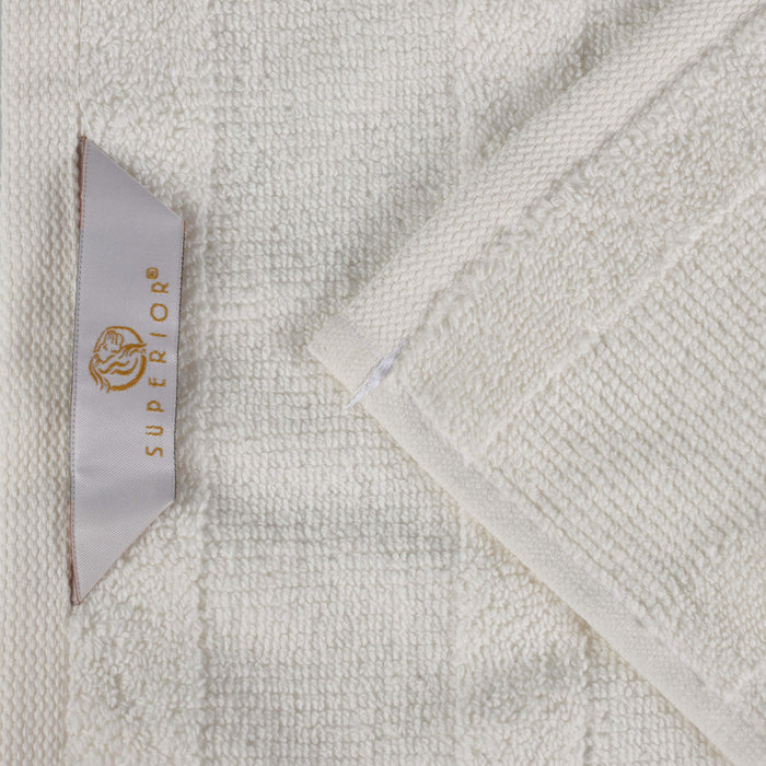 Roma Cotton Ribbed Textured Bath Towels, Set of 3 - Ivory