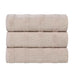 Roma Cotton Ribbed Textured Bath Towels, Set of 3 - Stone