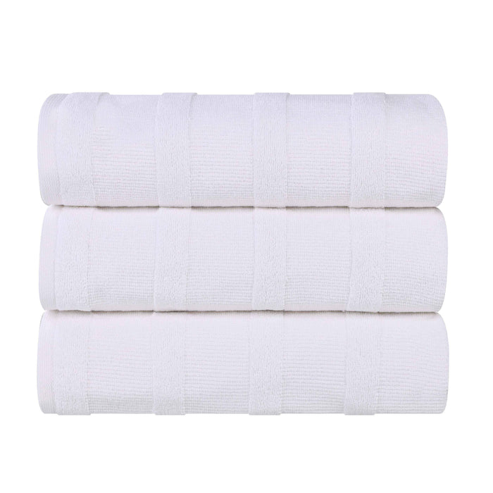 Roma Cotton Ribbed Textured Bath Towels, Set of 3 - White