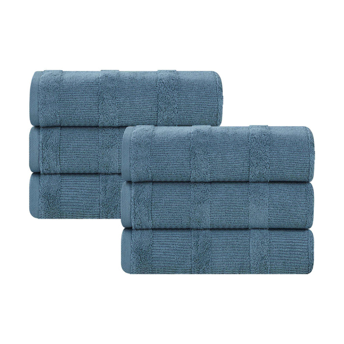 Roma Cotton Ribbed Textured Hand Towels, Set of 6