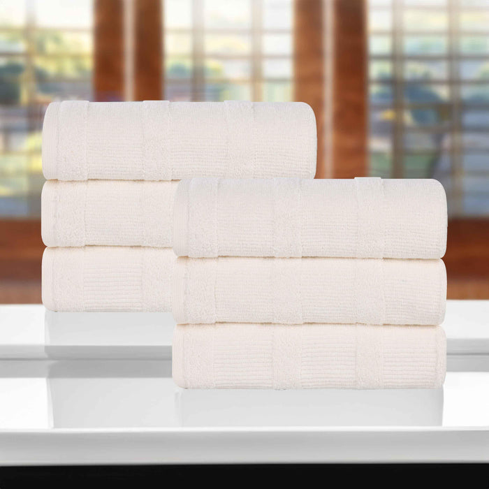 Roma Cotton Ribbed Textured Hand Towels, Set of 6