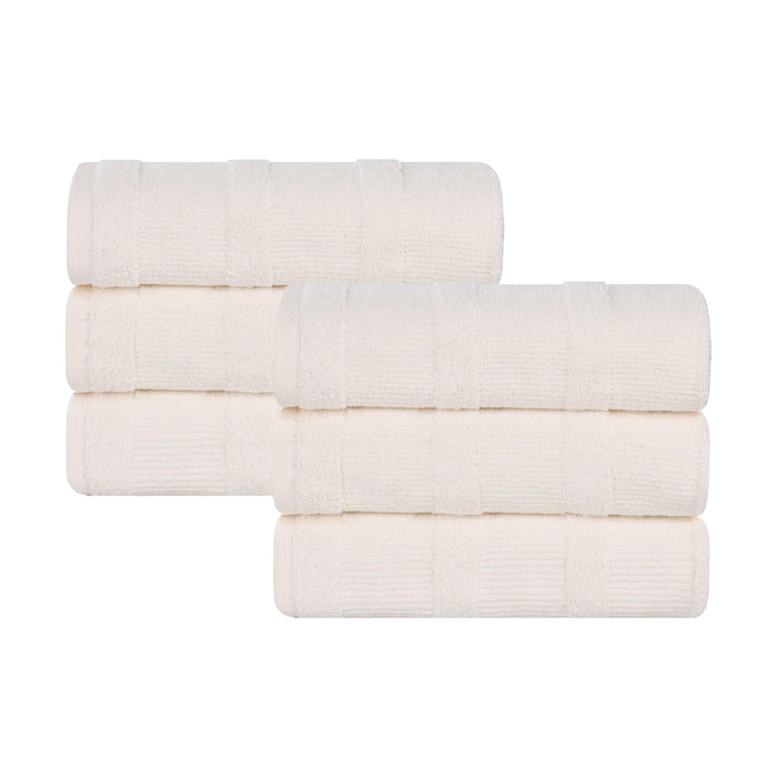 Roma Cotton Ribbed Textured Hand Towels, Set of 6