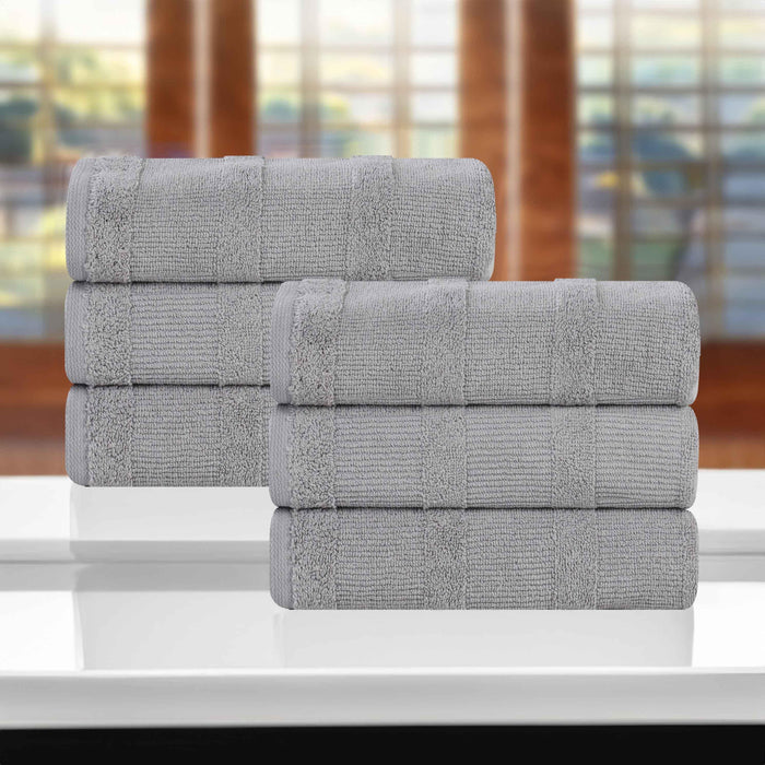 Roma Cotton Ribbed Textured Hand Towels, Set of 6