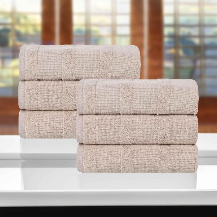 Roma Cotton Ribbed Textured Hand Towels, Set of 6