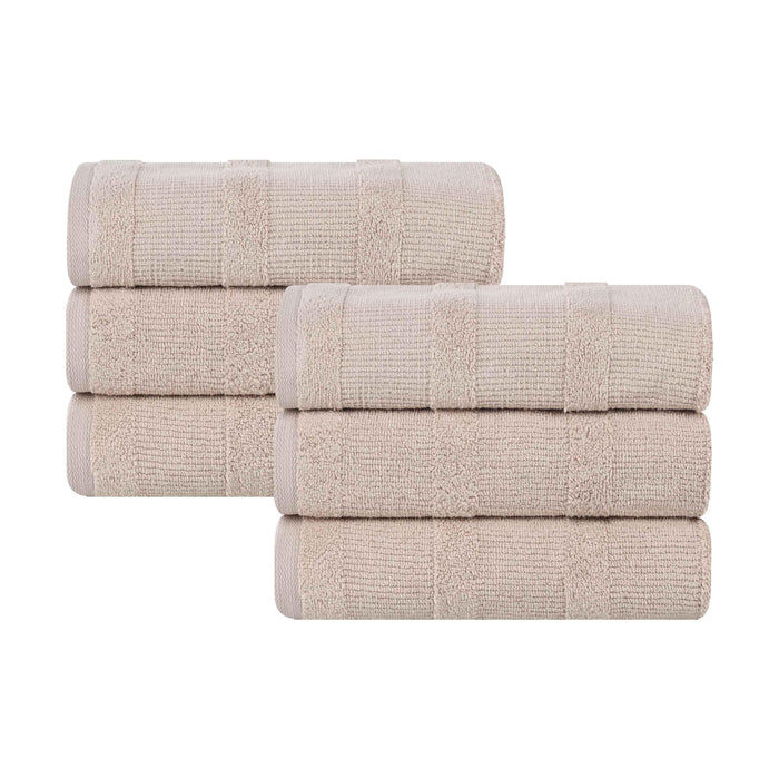 Roma Cotton Ribbed Textured Hand Towels, Set of 6