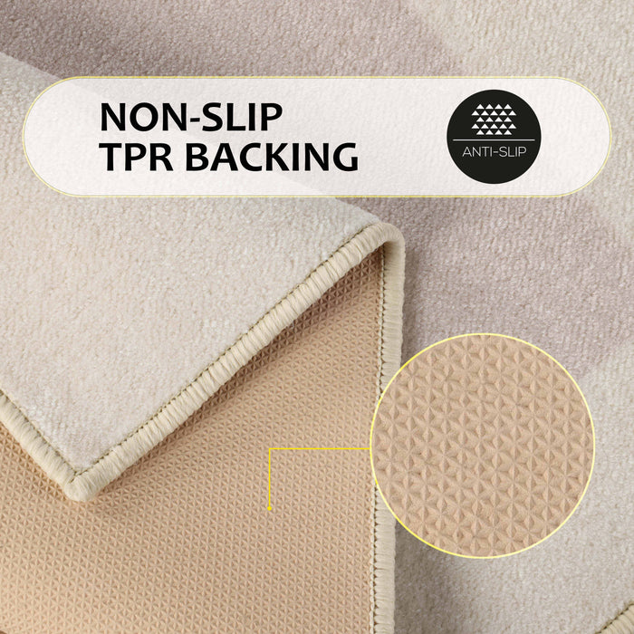 Rome Non-Slip Machine Washable Bath Mat Set - Cream