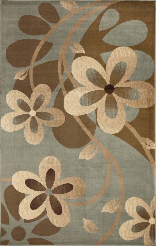 Modern Bohemian Oversized Flower with Vines Indoor Area Rug or Runner - Slate