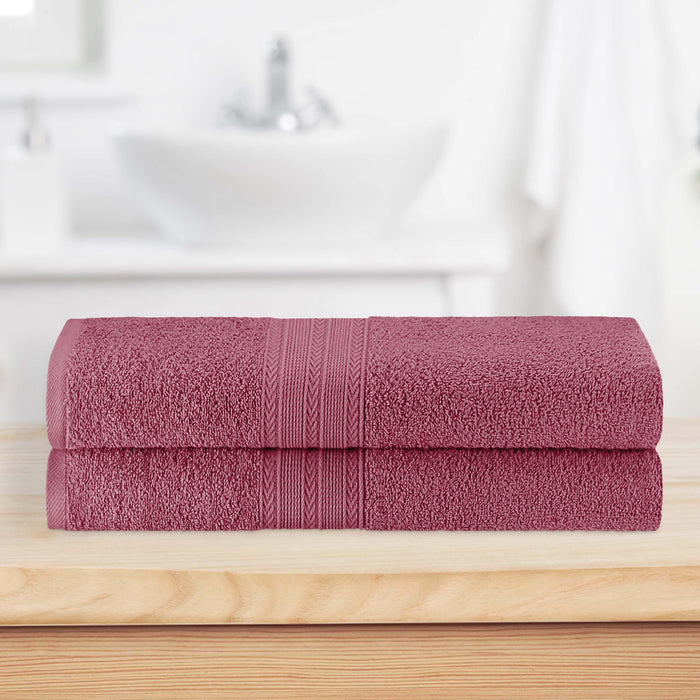 Cotton Eco Friendly 2 Piece Solid Bath Sheet Towel Set - Rosewood