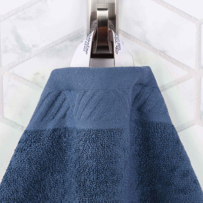 Basketweave Jacquard and Solid 6-Piece Egyptian Cotton Towel Set - Royal Blue