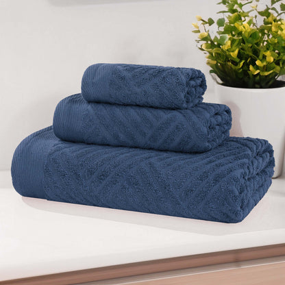 Basketweave Egyptian Cotton Jacquard 3 Piece Assorted Towel Set - Blue Nile Mills