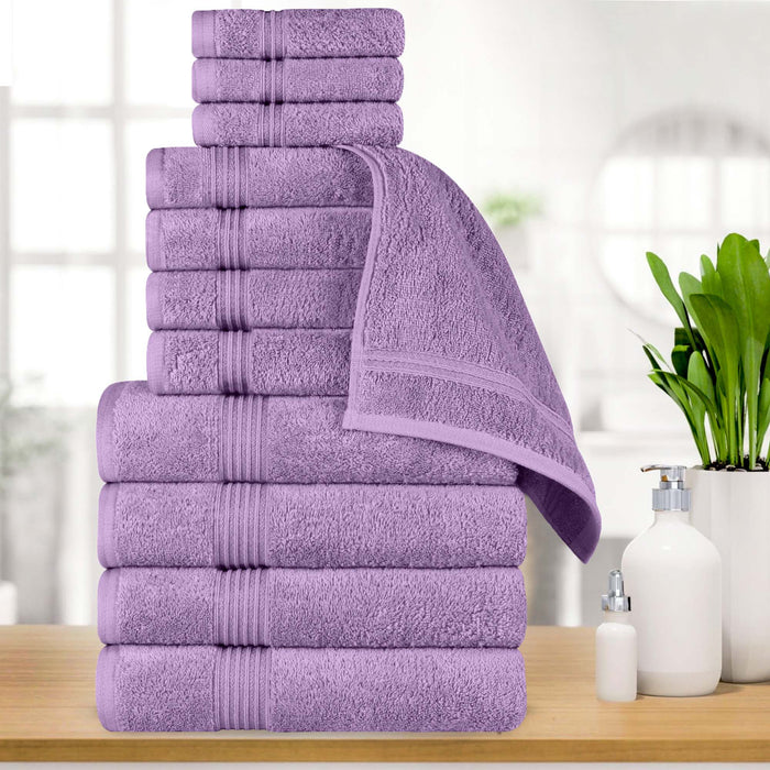 Egyptian Cotton Highly Absorbent Solid 12-Piece Ultra Soft Towel Set - Royal Purple