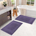 Cotton 2 Piece Greek Key Border Super Absorbent Bath Mat Set - Royal Purple