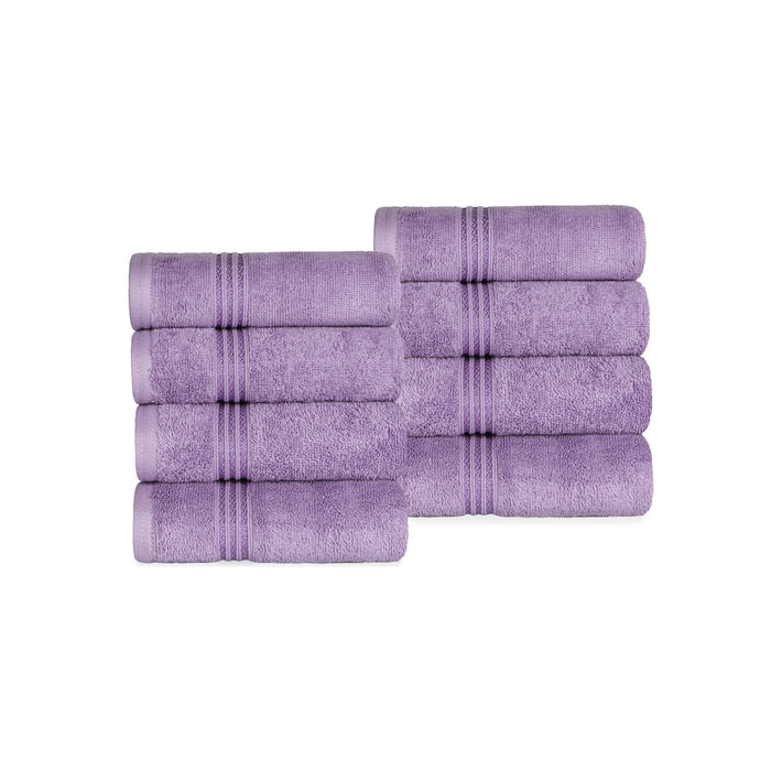Egyptian Cotton 8 Piece Solid Hand Towel Set - Royal Purple