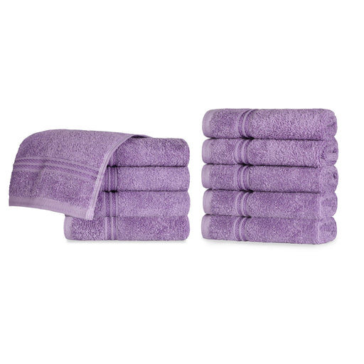 Heritage Egyptian Cotton 10 Piece Face Towel Set - Royal Purple
