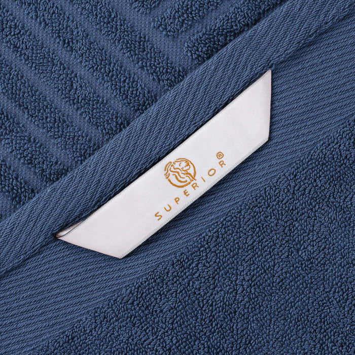 Basketweave Jacquard and Solid 6-Piece Egyptian Cotton Towel Set - Royal Blue