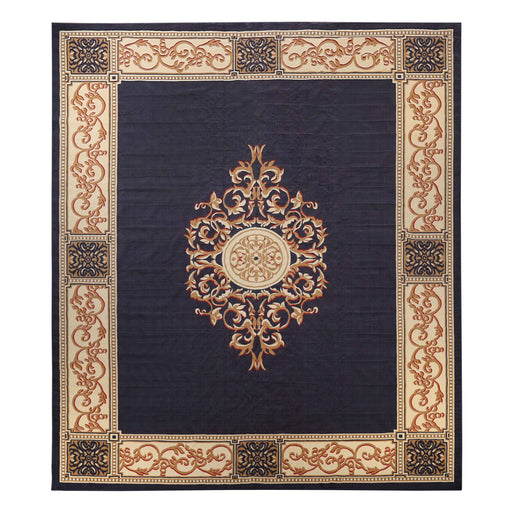 Elegant Medallion Floral Traditional Oriental Indoor Area Rug Or Runner - MidnightBlue