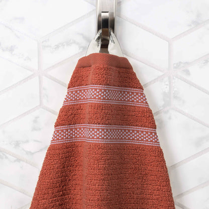 Zero Twist Cotton Ribbed Geometric Border Plush 9 Piece Towel Set - Blue Nile Mills