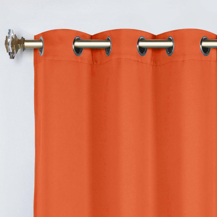 Solid Machine Washable Room Darkening Blackout Curtains, Set of 2 - Rust