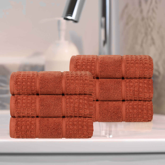 Zero Twist Cotton Waffle Honeycomb Soft Absorbent Hand Towel Set of 6