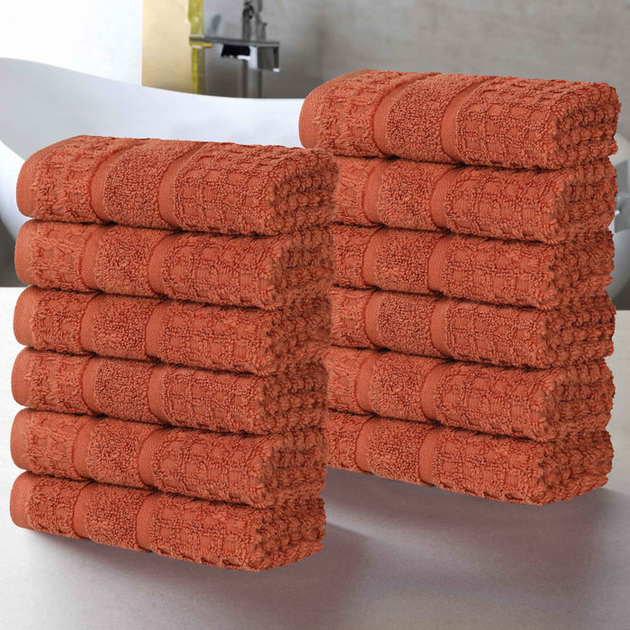 Zero Twist Cotton Waffle Honeycomb Soft Absorbent Face Towel Set of 12 - Blue Nile Mills