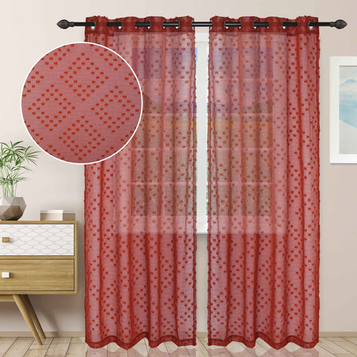 Poppy Sheer Panel Grommet Curtain Panel Set - Rust