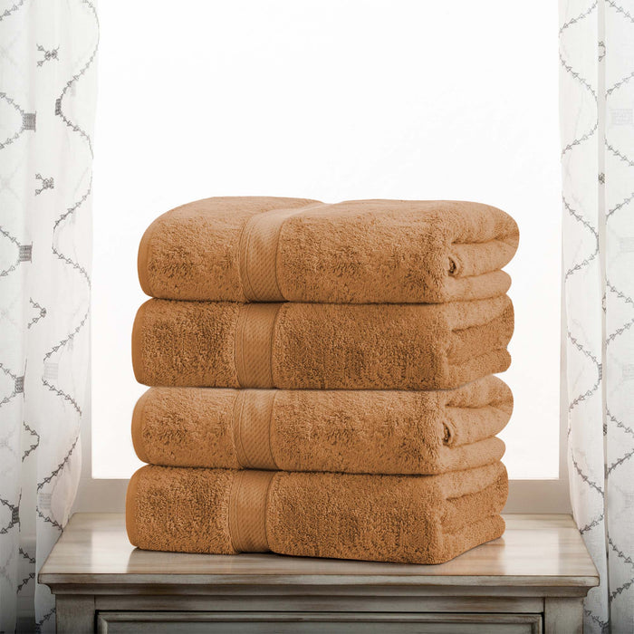 Egyptian Cotton Pile Plush Heavyweight Soft 4 Piece Bath Towel Set