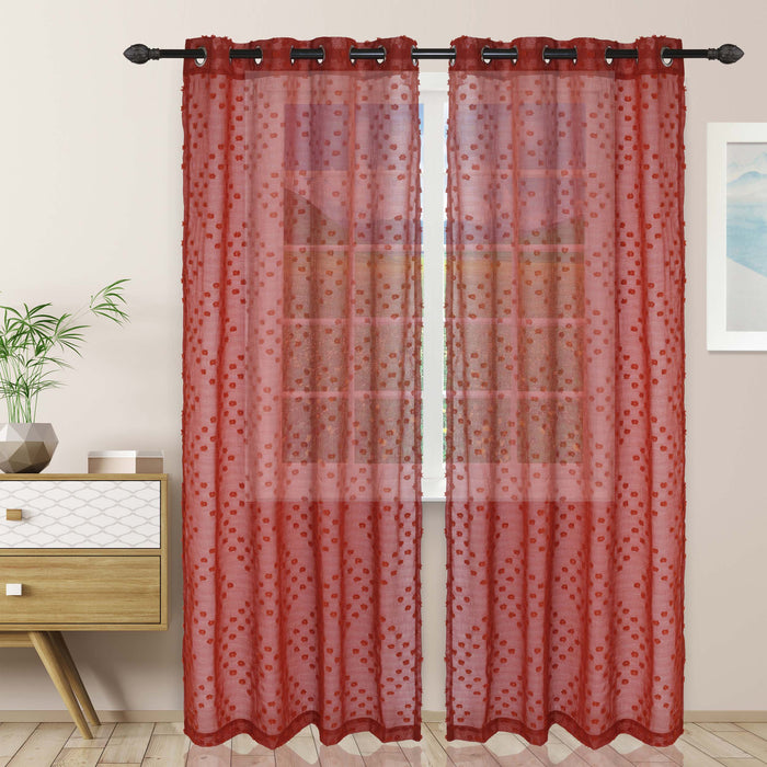 Poppy Sheer Panel Grommet Curtain Panel Set - Rust
