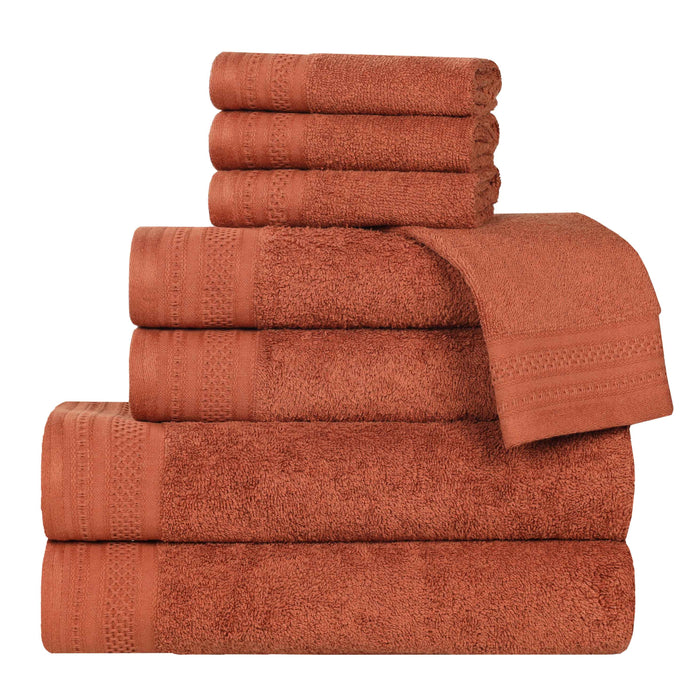 Honeycomb Textured Waffle Border Luxury Cotton 8 Piece Towel Set