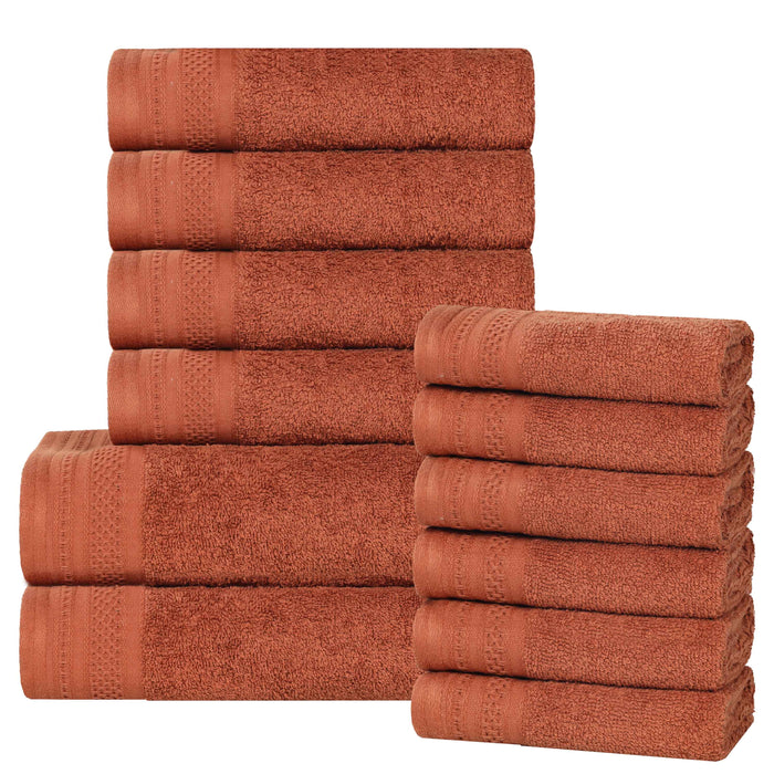 Honeycomb Textured Waffle Border Luxury Cotton 12 Piece Towel Set