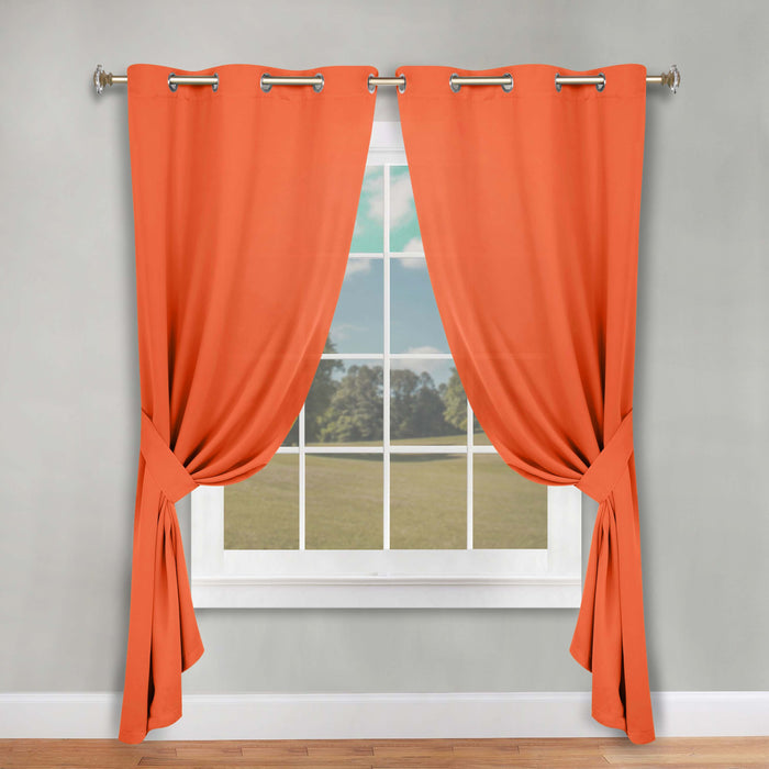 Solid Machine Washable Room Darkening Blackout Curtains, Set of 2 - Rust