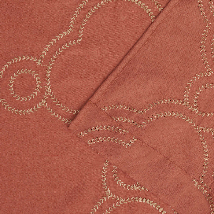 Embroidered Moroccan Sheer Grommet Curtain Set - Rust