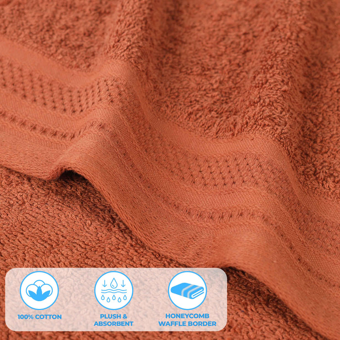 Honeycomb Textured Waffle Border Luxury Cotton 12 Piece Towel Set