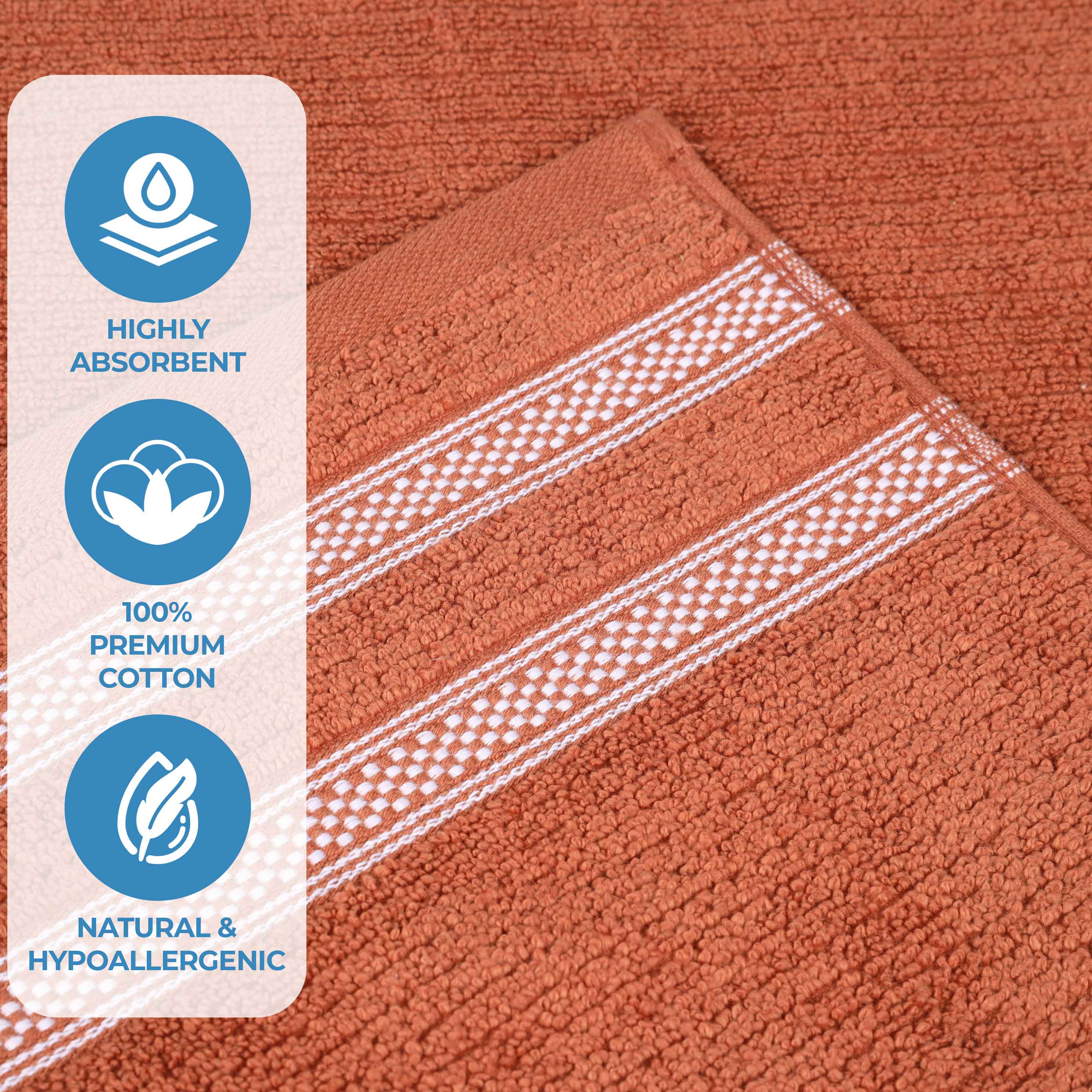 Zero Twist Cotton Ribbed Geometric Border Plush 9 Piece Towel Set - Blue Nile Mills