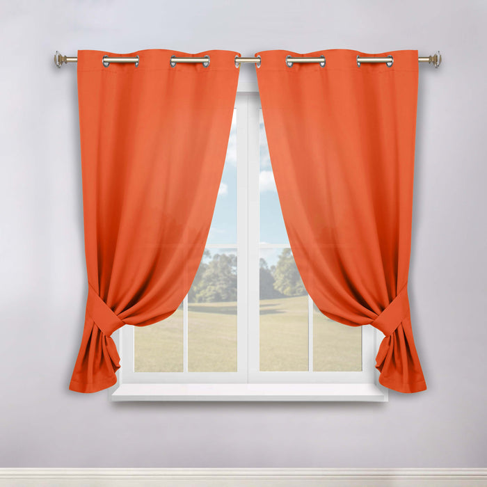 Solid Machine Washable Room Darkening Blackout Curtains, Set of 2 - Rust