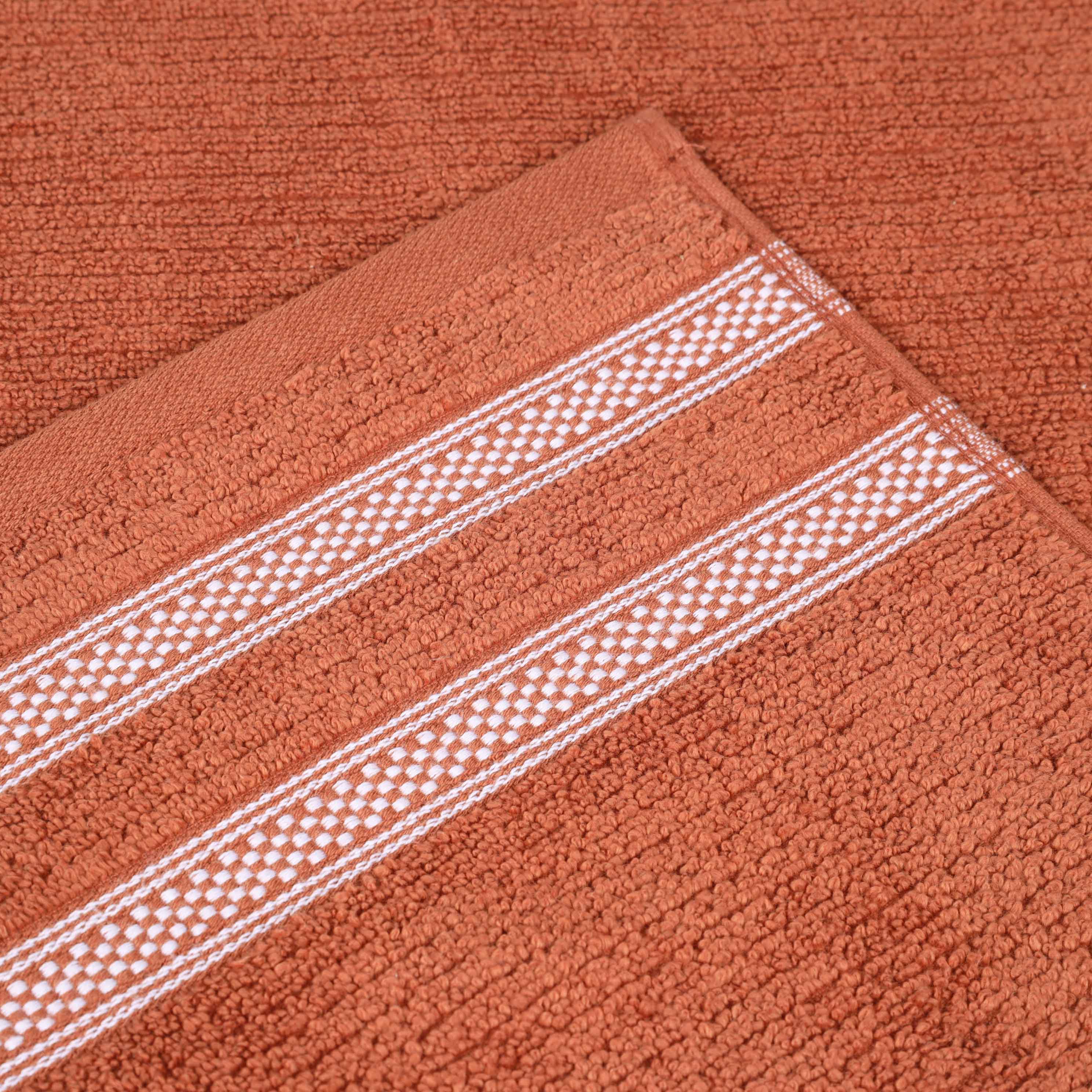 Zero Twist Cotton Ribbed Geometric Border Plush 9 Piece Towel Set - Blue Nile Mills