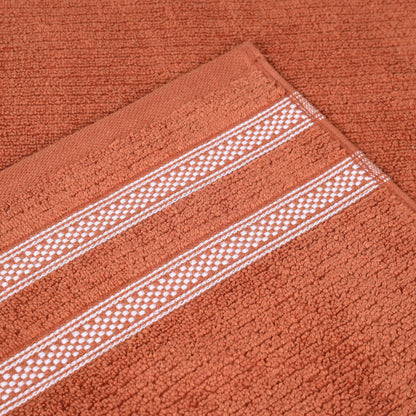 Zero Twist Cotton Ribbed Geometric Border Plush 9 Piece Towel Set - Blue Nile Mills