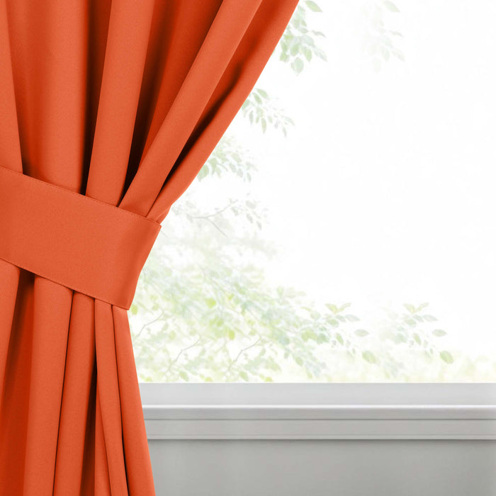 Solid Machine Washable Room Darkening Blackout Curtains, Set of 2 - Rust