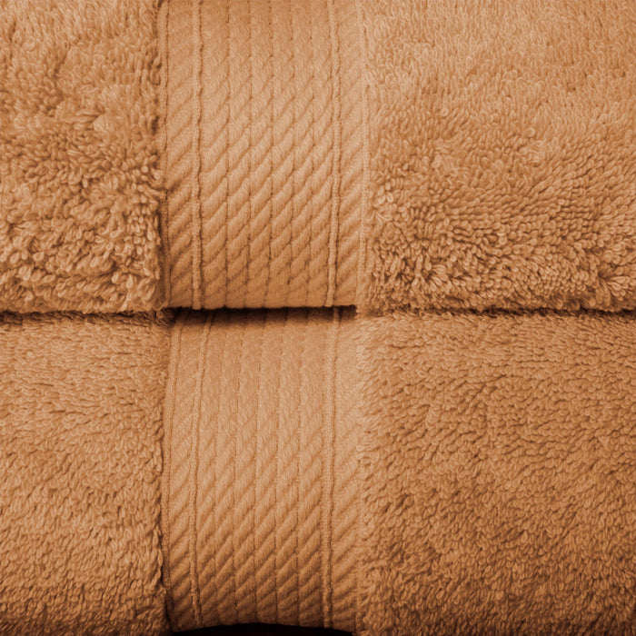 Egyptian Cotton Pile Plush Heavyweight Bath Towel Set of 2 - Rust