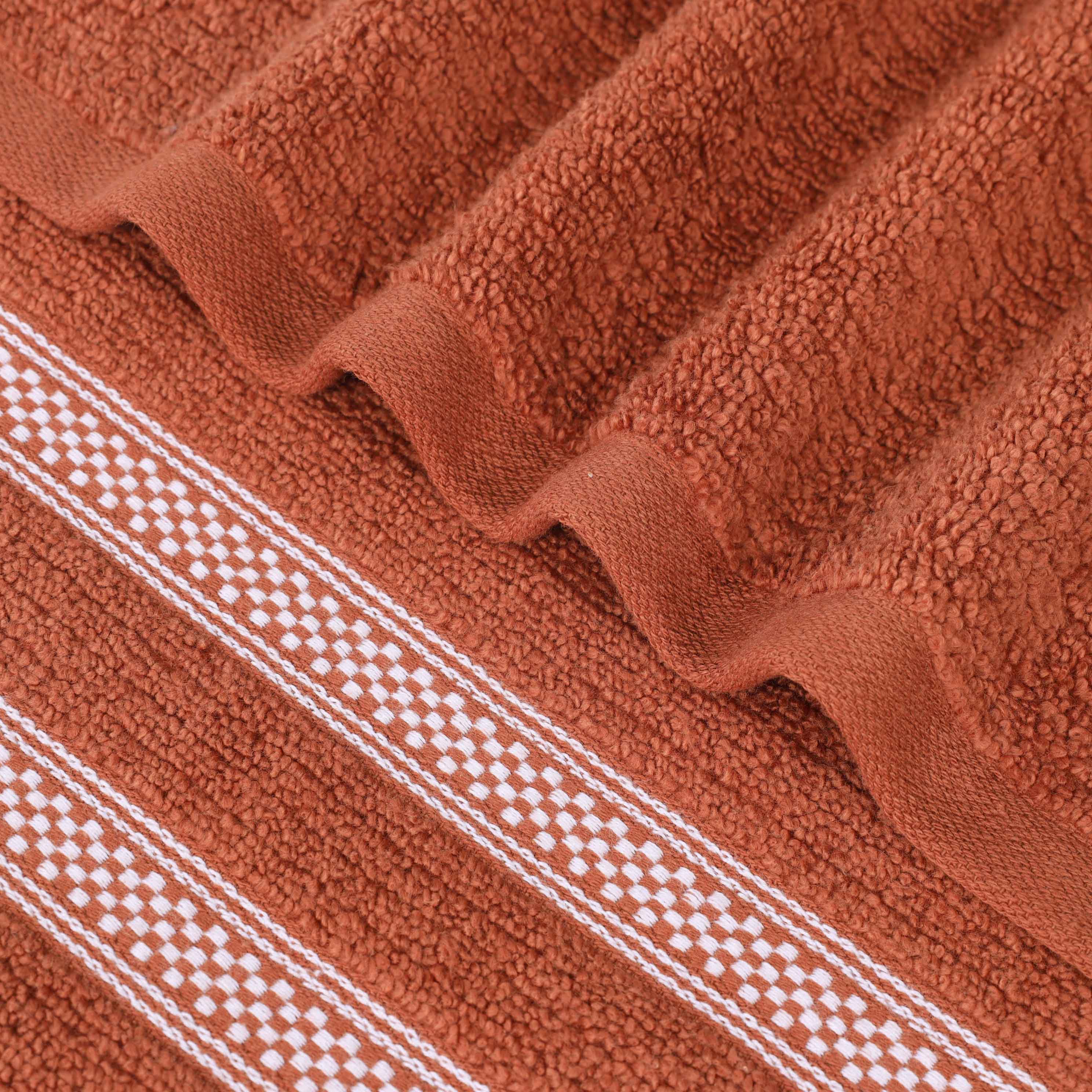 Zero Twist Cotton Ribbed Geometric Border Plush 9 Piece Towel Set - Blue Nile Mills