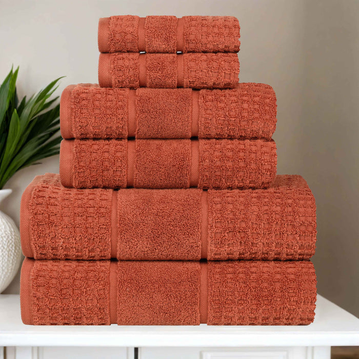 Zero Twist Cotton Waffle Honeycomb Soft Absorbent 6-Piece Towel Set