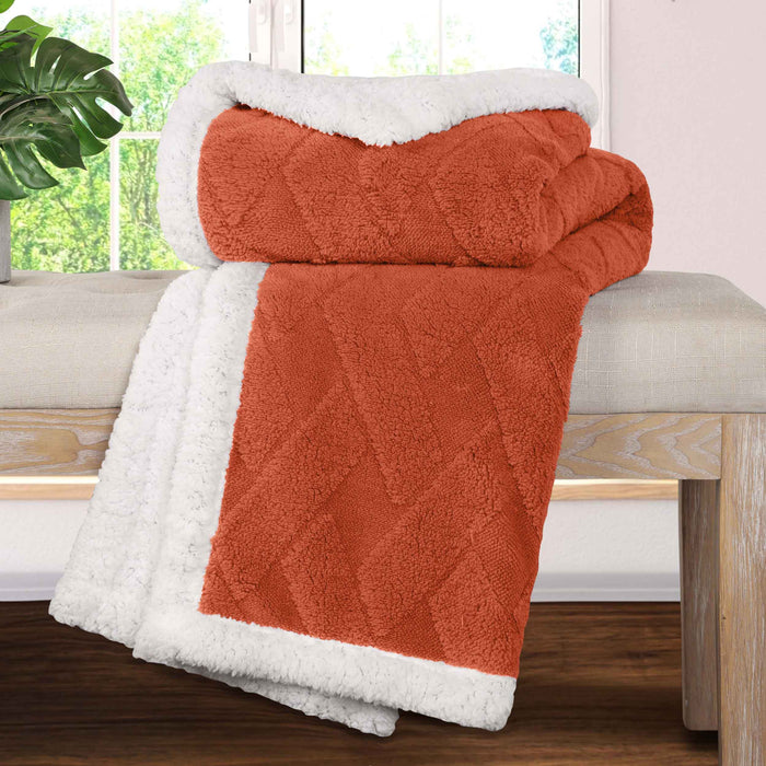 Nuuk Reversible Jacquard Lattice Plush Sherpa Fleece Blanket