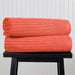 Cotton Ribbed Textured Super Absorbent 2 Piece Bath Sheet Towel Set - Coral