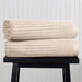 Cotton Ribbed Textured Super Absorbent 2 Piece Bath Sheet Towel Set - Ivory