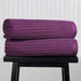 Cotton Ribbed Textured Super Absorbent 2 Piece Bath Sheet Towel Set - Plum