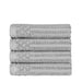 Cotton Ribbed Textured Highly Absorbent 4 Piece Hand Towel Set - Silver