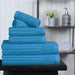Cotton Ribbed Textured Medium Weight 6 Piece Towel Set - Azure